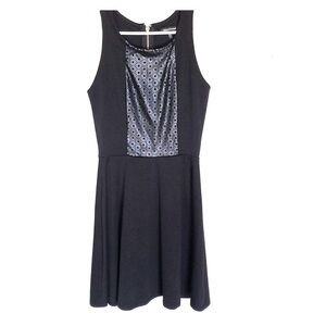 2/$30 HeartSoul Black Sleeveless Mini Dress Faux Leather Front Panel Size Medium